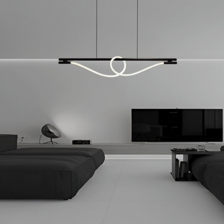 Suspension LED Noire avec Corde Lumineuse | 25W 3500K | Design Élégant