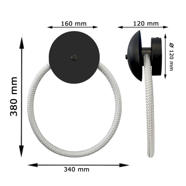 Applique LED murale en corde tressé lumineuse ronde de 12 Watts – 3500K