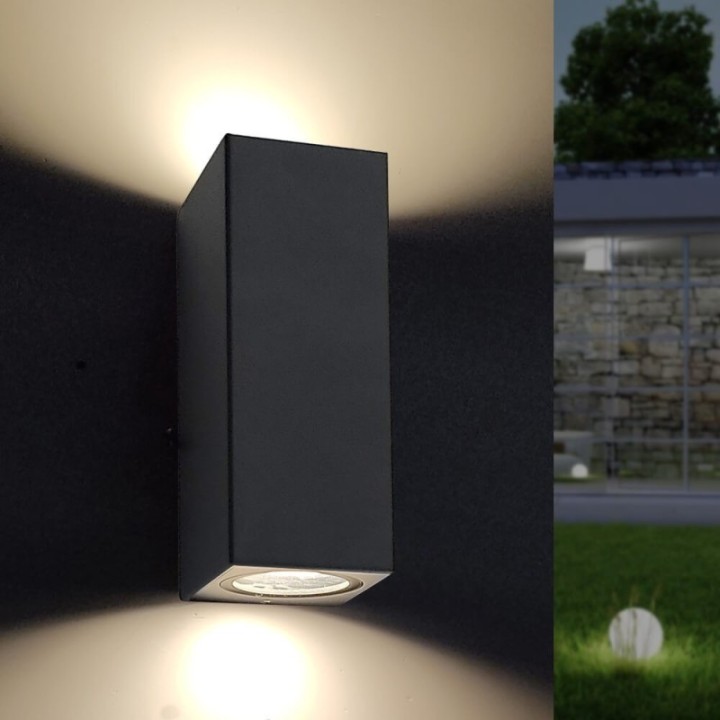 Applique murale LED carrée - IP65 – Double faisceau pour GU10