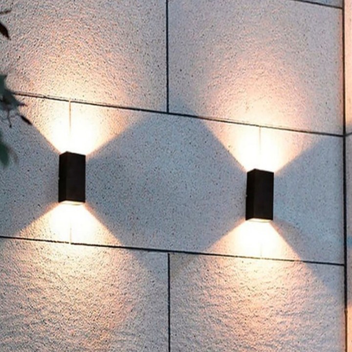 Applique murale LED carrée - IP65 – Double faisceau pour GU10