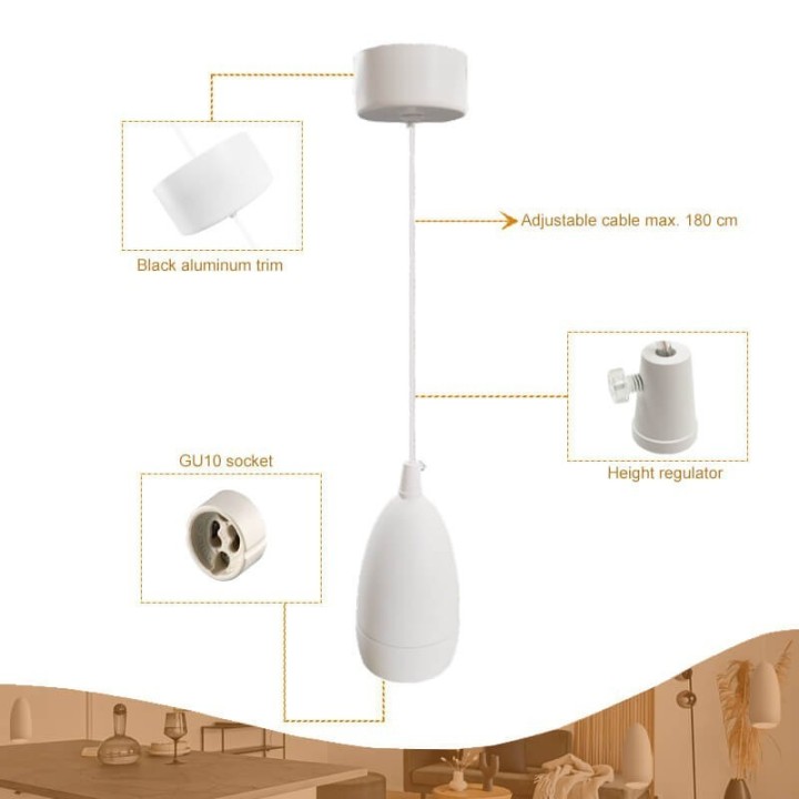 Lampe Suspendue Blanc pour GU10 - Design Élégant et Minimaliste