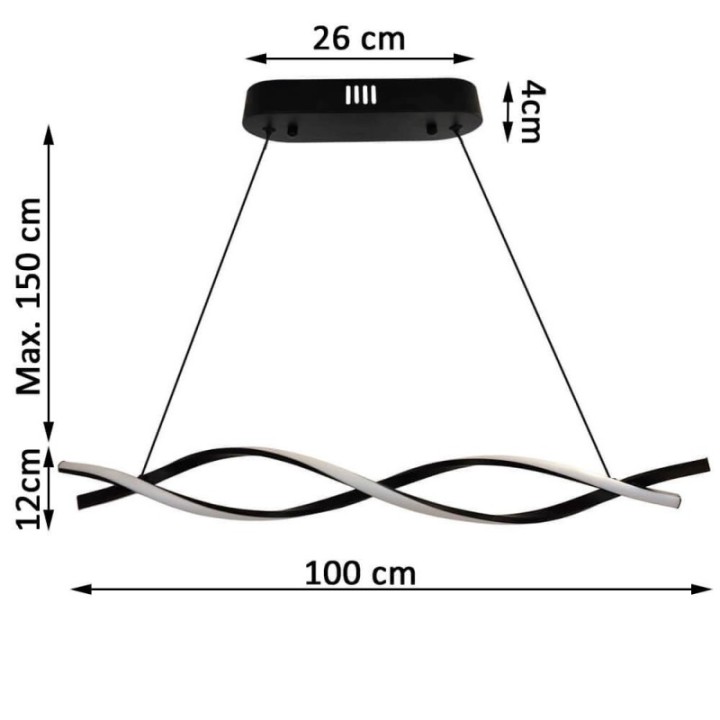 Suspension LED Design Noire | 24 watts | Élégante et Moderne en Alu