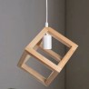 Suspension LED Style Scandinave - cube bois - E27