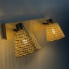 Applique double en bois et osier pour E14