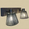Applique tête de lit double en corde et bois noir - E14