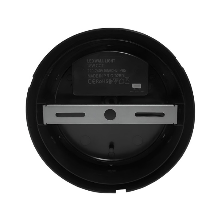 Applique murale LED ronde noir 15W – CCT réglable – Étanche IP65