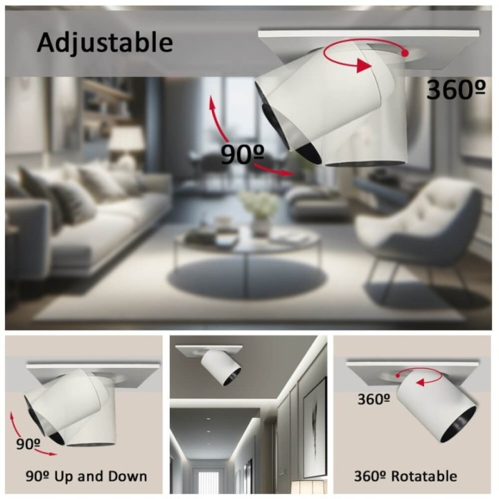 Spot LED 6W - PERISCOPIQUE ORIENTABLE - Carré - CCT