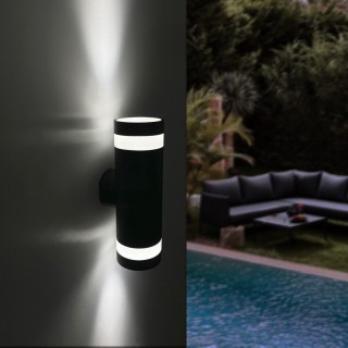 Applique murale LED noir cylindrique 18W – CCT réglable – Étanche IP65