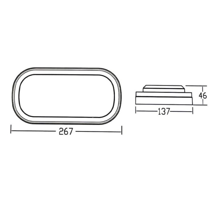 Luminaire LED ovale 18W IP65 – CCT couleur sélectionnable – Noir – Applique ou plafond