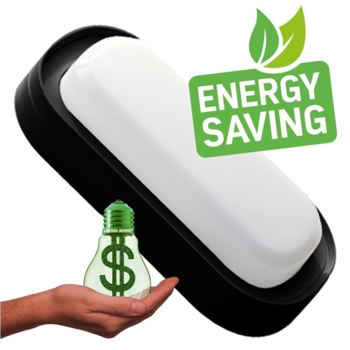 Luminaire LED ovale 18W IP65 – CCT couleur sélectionnable – Noir – Applique ou plafond