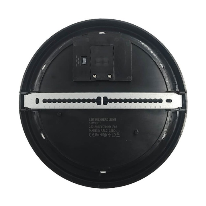 Plafonnier LED 18W IP65 – CCT couleur sélectionnable – Noir – Applique ou plafond