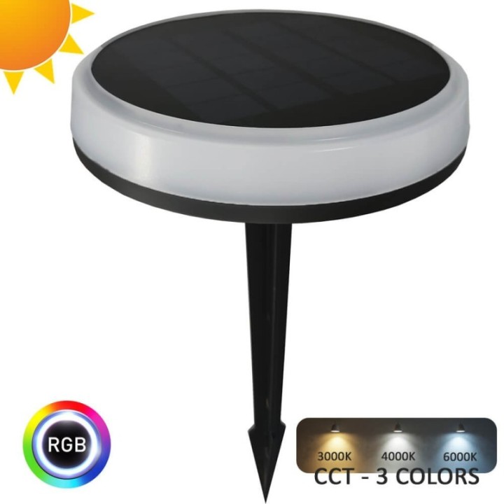 Piquet Solaire de Jardin LED - couileur RGB + CCT - Étanche IP65
