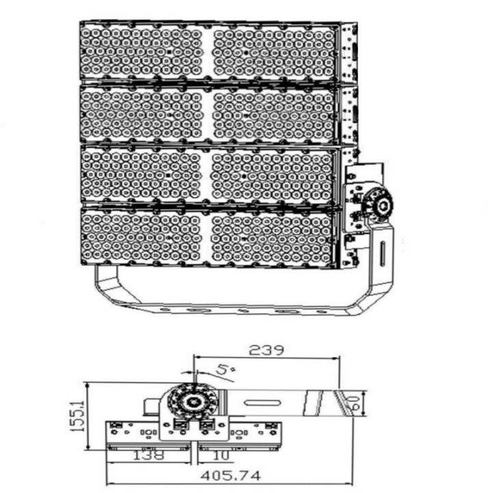 Projecteur LED 1200W Philips Xitanium DIM 1-10V | 220Lm/W | Éclairage Professionnel Haute Puissance