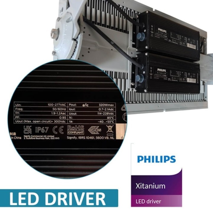 Projecteur LED 600W Philips Xitanium DIM 1-10V | 220Lm/W | Flicker Free | Éclairage Professionnel