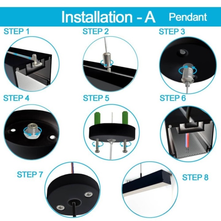 Lampe Linéaire LED 72W 2m Noire | UGR17 | Suspension ou Surface | Éclairage Professionnel