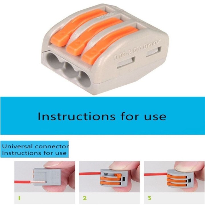 Connecteur Rapide - 3 entrées pour câble électrique - 0.08-4mm²