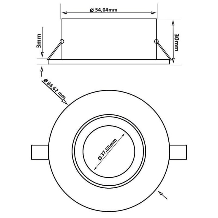 Anneau d'encastrement orientable noir et blanc GU10