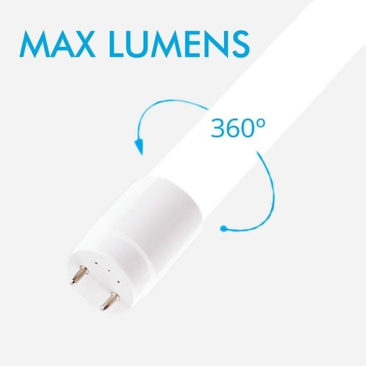 Pack de 10 Tubes LED 20W 120cm T8 Verre – 3400Lm, 170 lm/W, haute puissance lumineuse