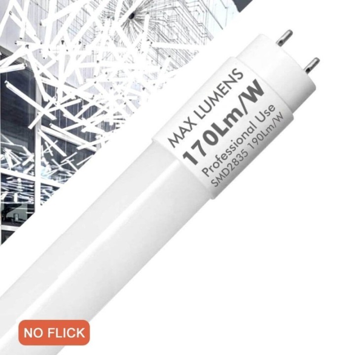 Pack de 10 Tubes LED 20W 120cm T8 Verre – 3400Lm, 170 lm/W, haute puissance lumineuse