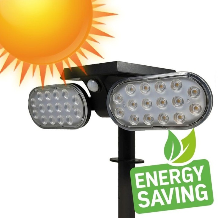 Lampe solaire de jardin 4500K orientable 360° – Détecteur de mouvement – Éclairage extérieur autonome