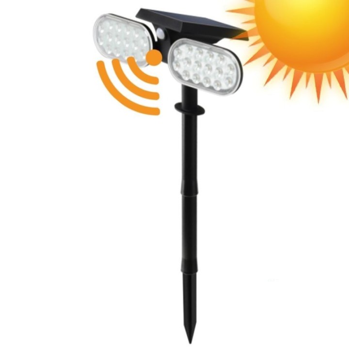 Lampe solaire de jardin 4500K orientable 360° – Détecteur de mouvement – Éclairage extérieur autonome