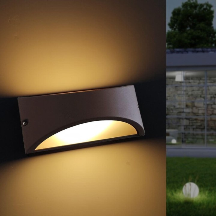 Applique murale LED marron IP54 – Aluminium & verre – Douille E27 – Extérieure & intérieure