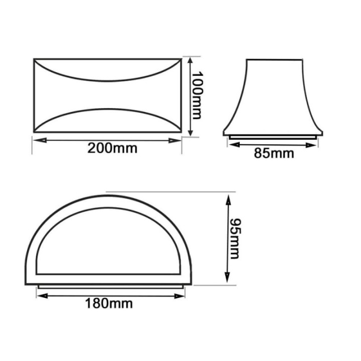 Applique murale LED noire IP54 – Aluminium & verre – Douille E27 – Intérieure & extérieure