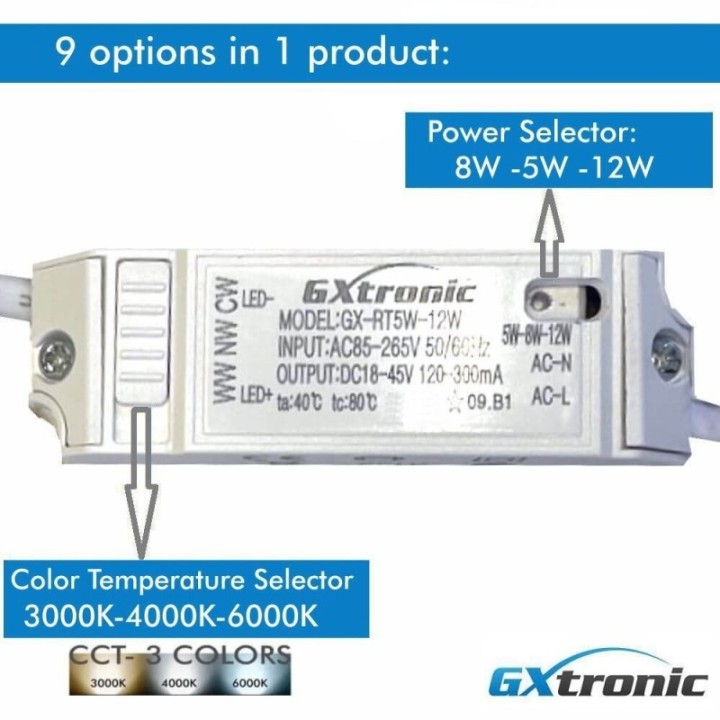 Spot LED carré Blanc 5W - 8W -12W  - ajustable - CCT- CRI+92