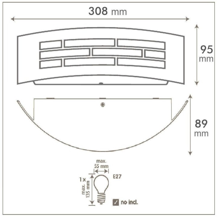 Applique murale LED E27 inox – Éclairage extérieur IP44