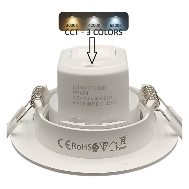 Spot LED encastrable 7W – Réglable – CCT couleur sélectionnable