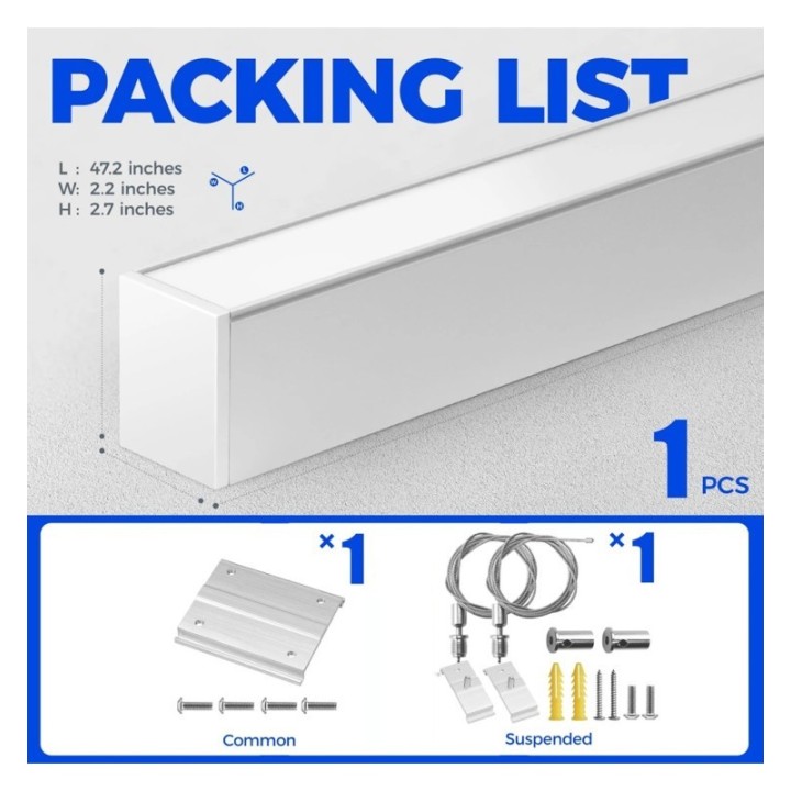 Linéaire suspendu 150 cm Blanc – 50W – 3CCT – Interconnectable