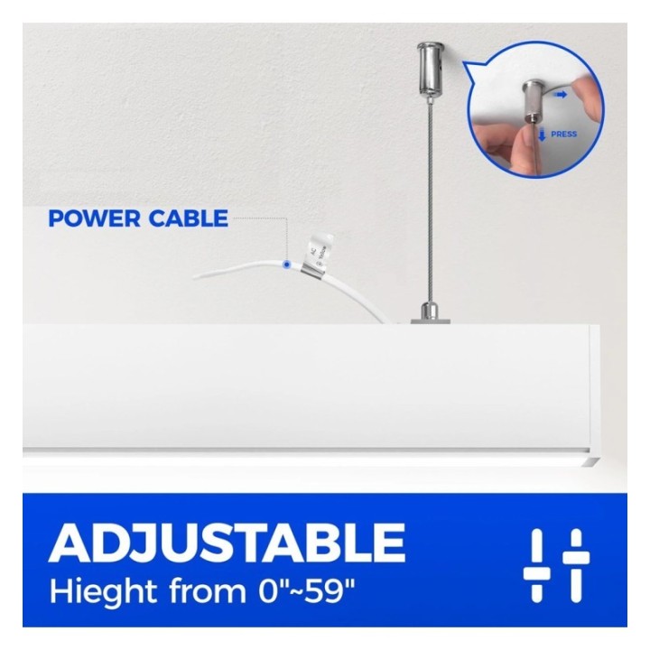 Linéaire suspendu 150 cm Blanc – 50W – 3CCT – Interconnectable